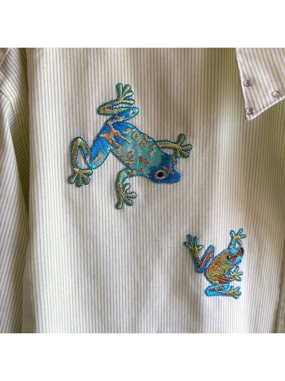 Vintage Y2K Mili Designs Blouse with Whimsical Embroidered Frogs! - Picture 4 of 11